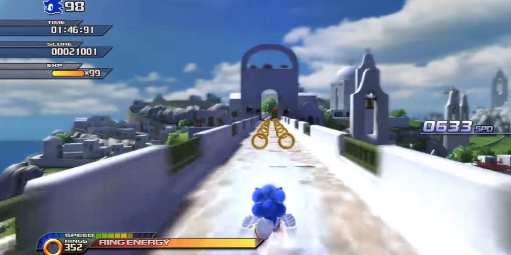 Sonic usa aumento de velocidade na ilha do moinho de vento