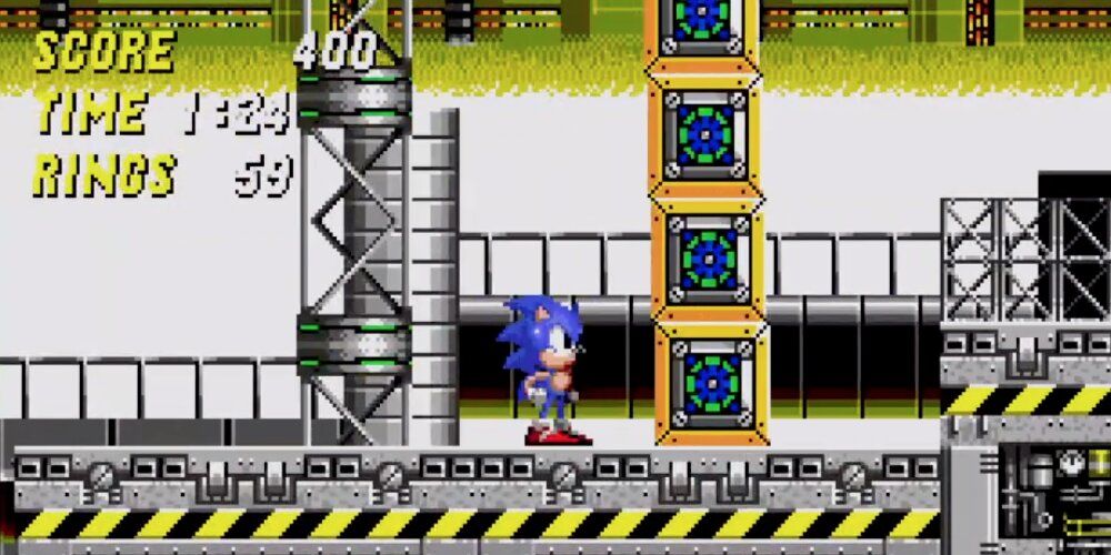 Sonic Approaching A Stack Of Blocks