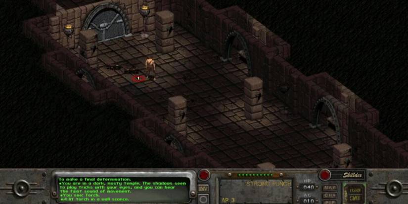 A dark corridor in Fallout 2