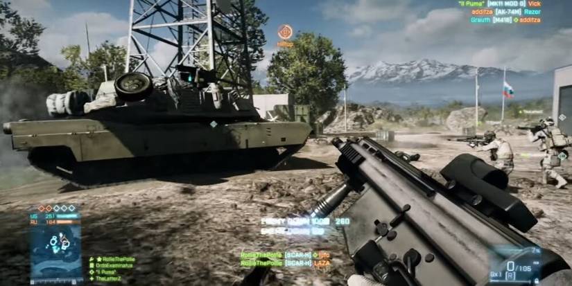 A Tank Driving Past The Player On Caspian Border