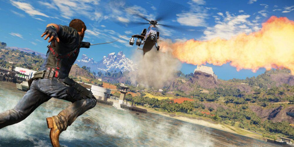 Just Cause 3 - Rico Grappling Toward A Helicopter