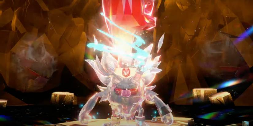 Tera Fighting-type Annihilape in a Tera Raid in Pokemon