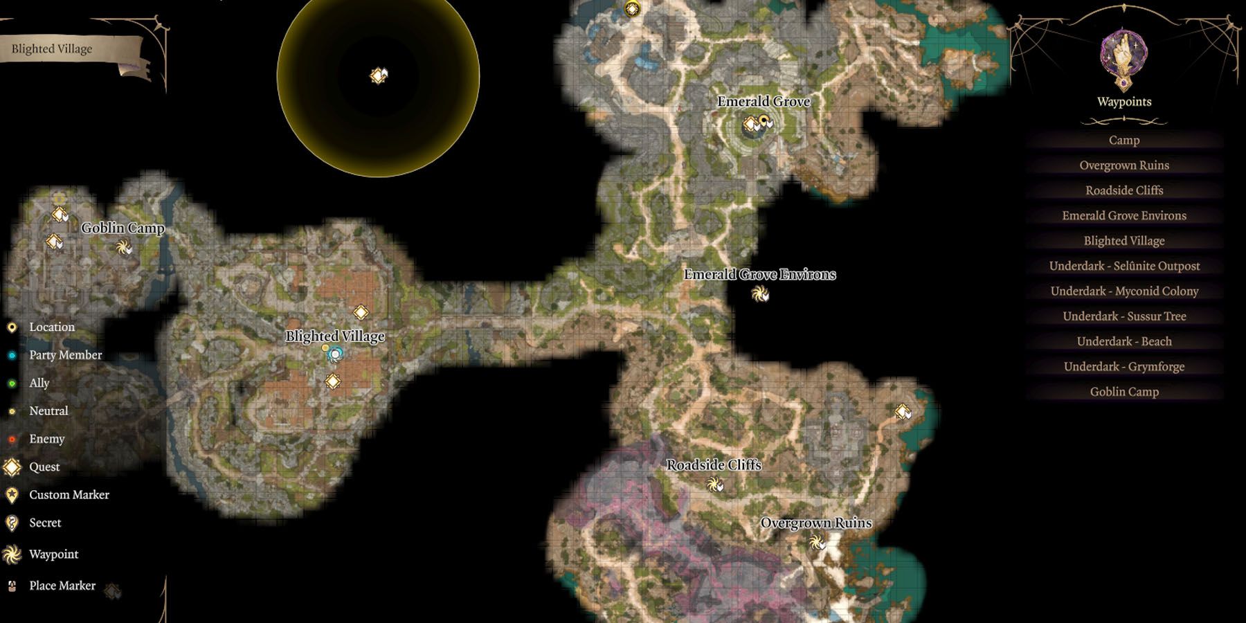 Sections of the Baldurs Gate 3 Map