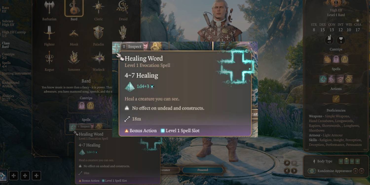 Selecting a healing Spell