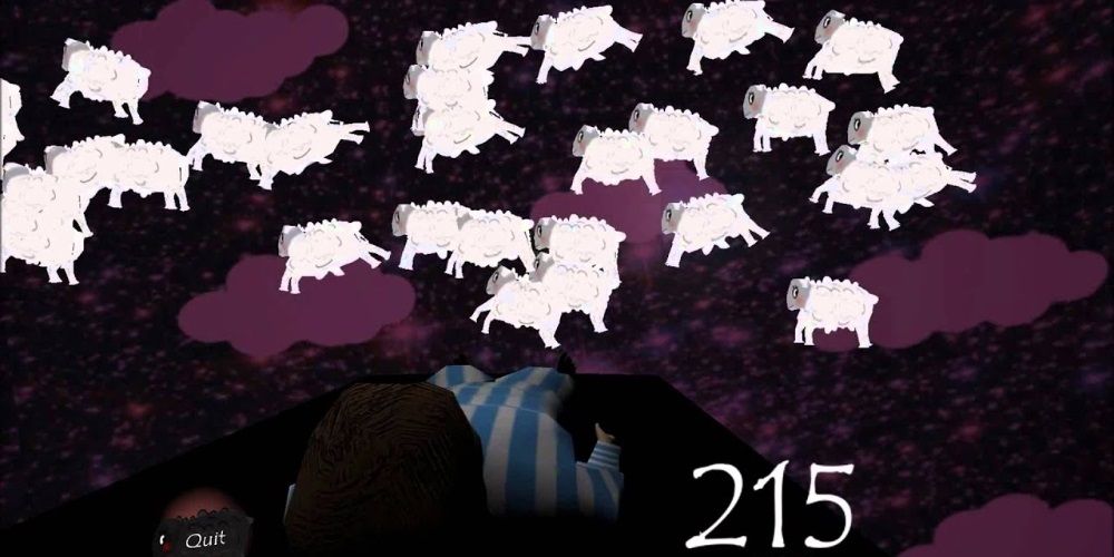 The player counting 215 sheep in the Sheep Sleep game