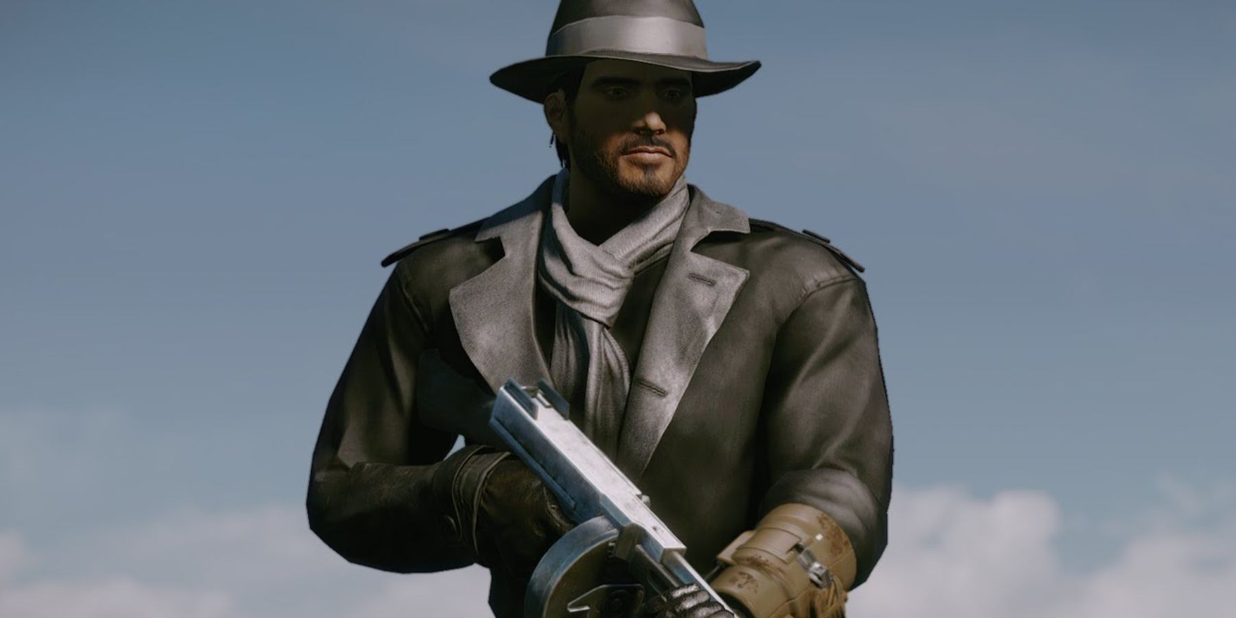 The player donning the Silver Shroud costume and weapon