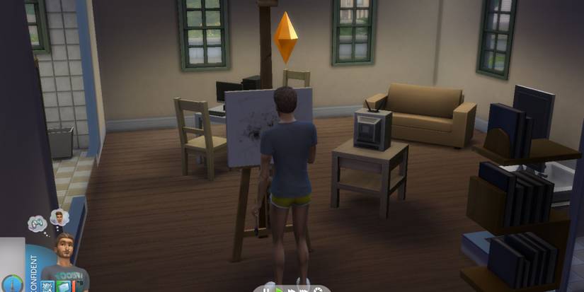 a sim creating a painting in sims 4