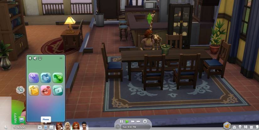 a sim holding a phone in sims 4
