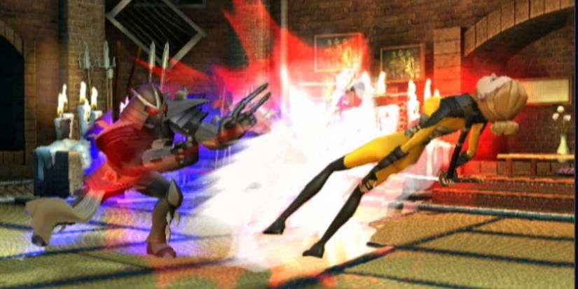 Shredder attacking April in Smash-Up