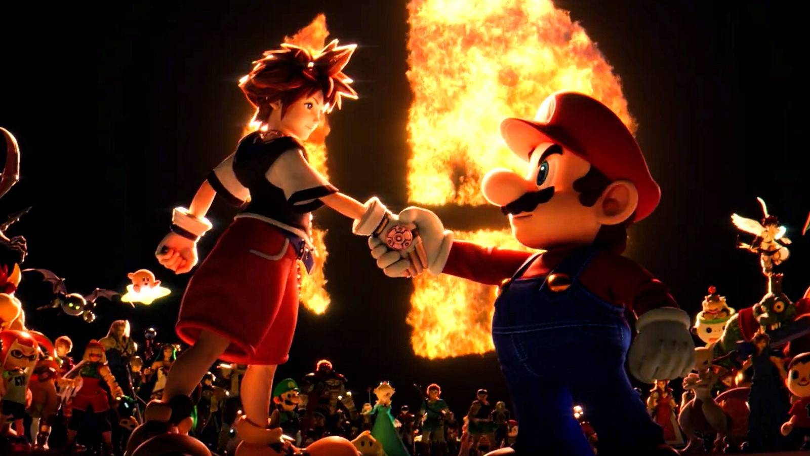 Sora shaking hands with mario