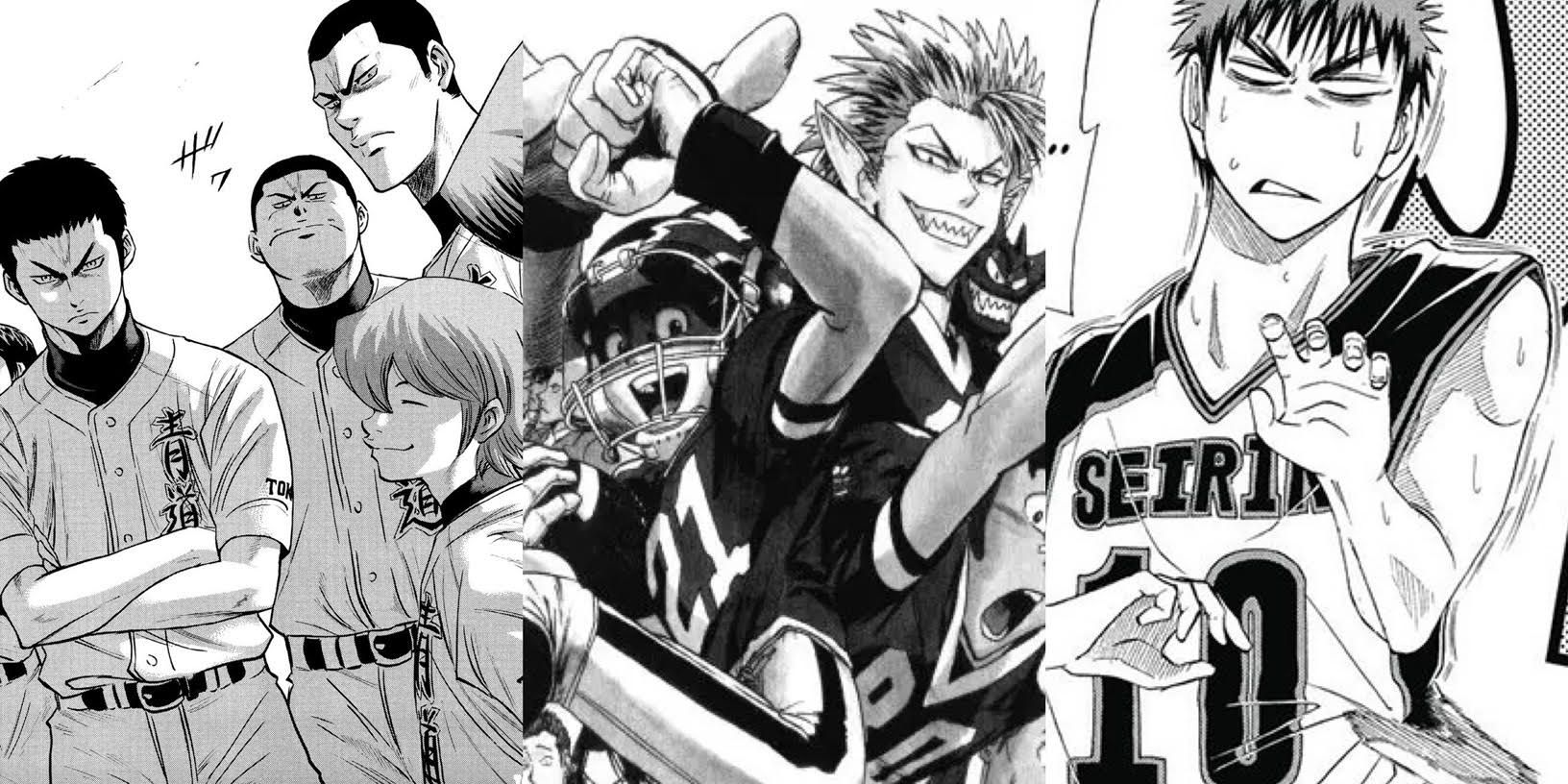 Ace of Diamond (left), Eyeshield 21 (center), Kuruko's Basketball (right)