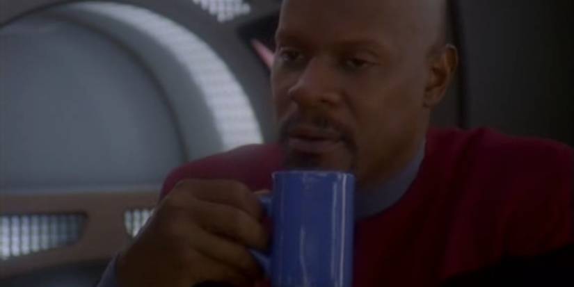 Captain Sisko drinks a Raktajino.