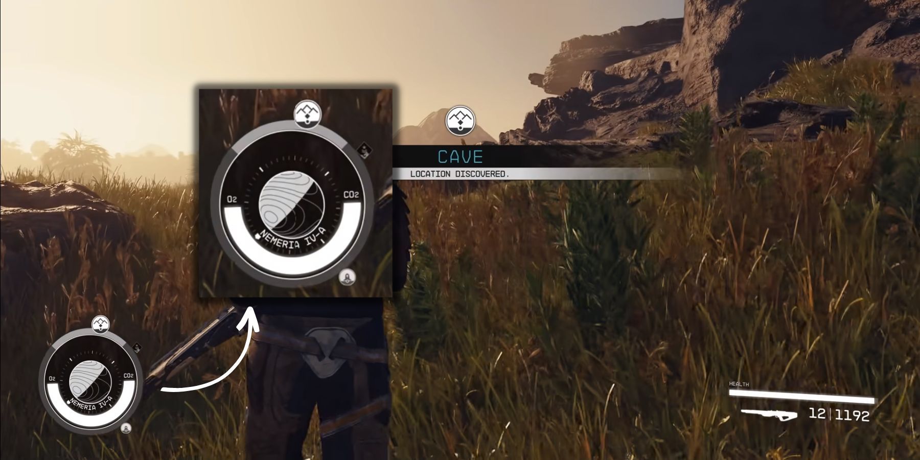 image showing starfield's compass hud. 