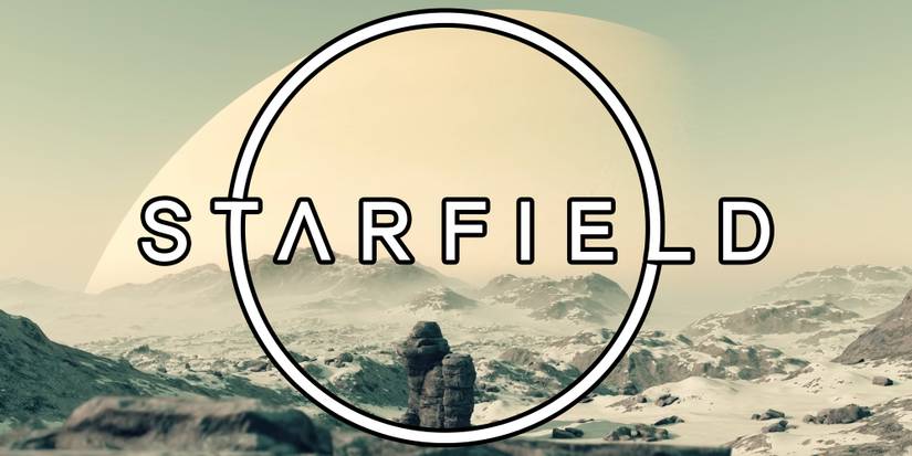 Starfield gameplay deep dive landscape screenshot with game logo