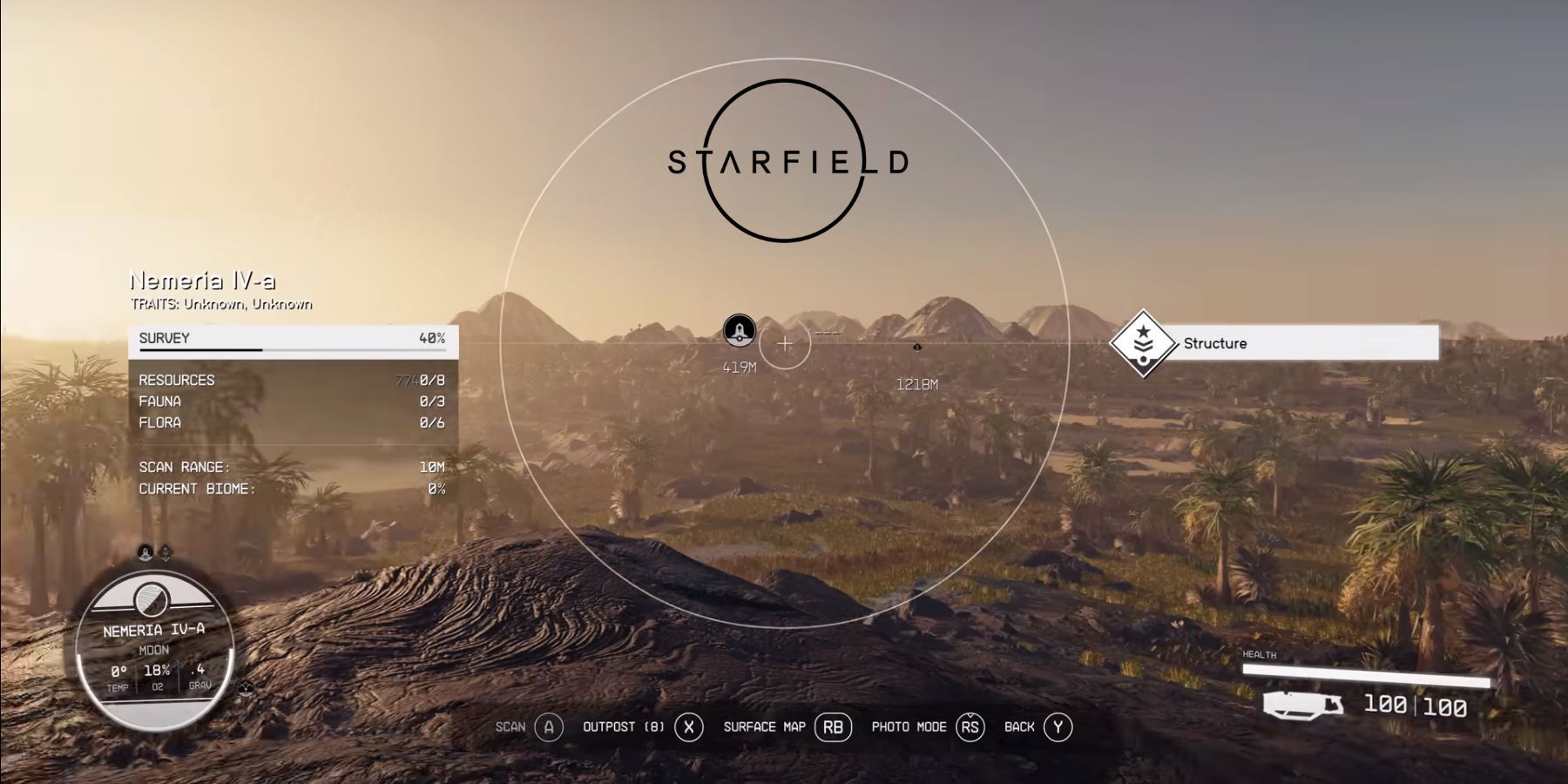 image showing starfield's scanner hud. 