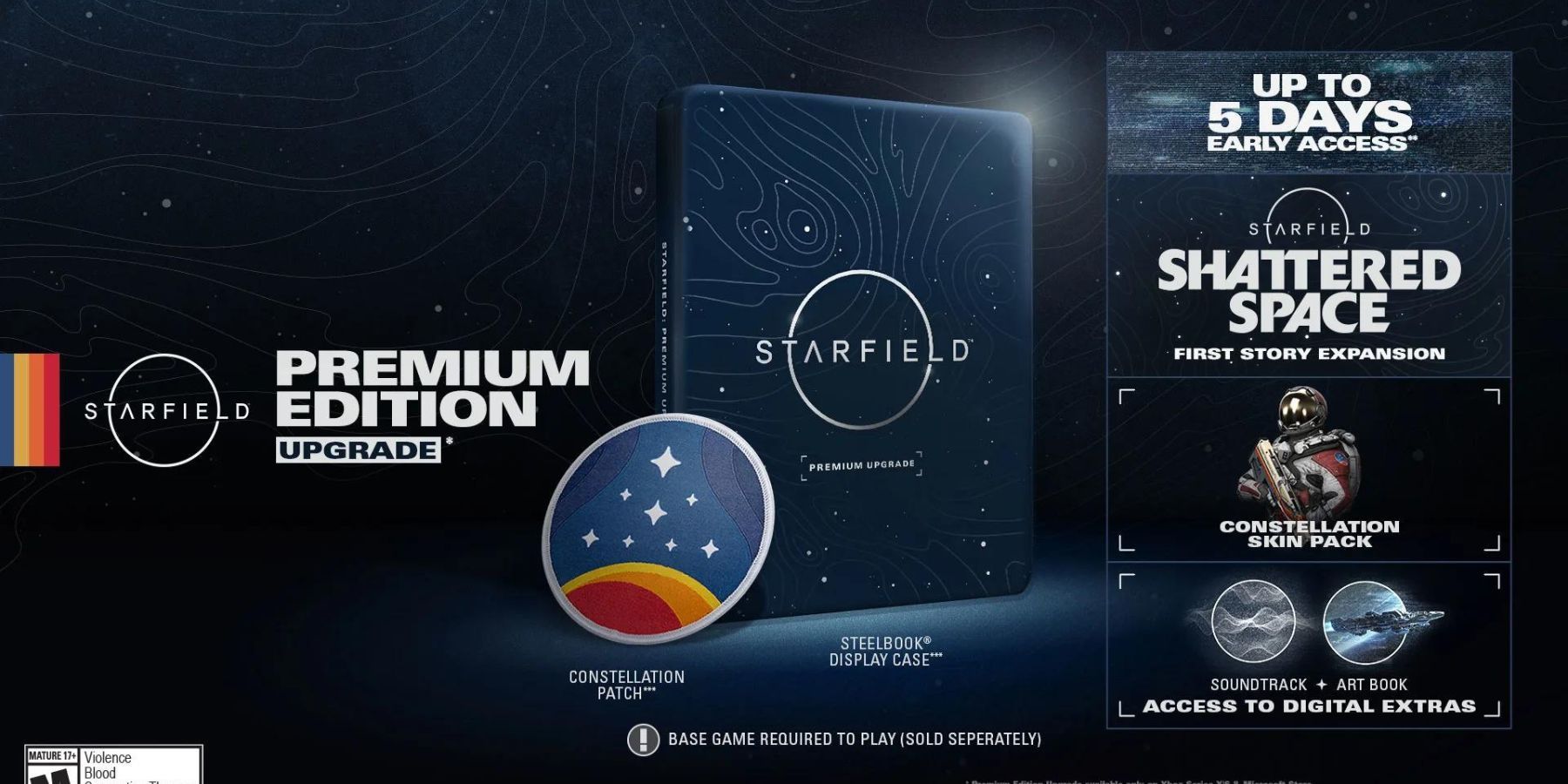 Imagen que muestra las ventajas de la actualización premium física de Starfield.