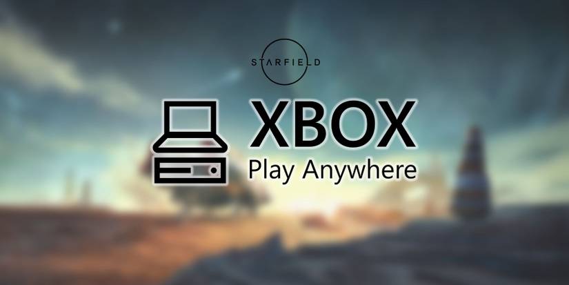 image showing xbox play anywhere and starfield logo.