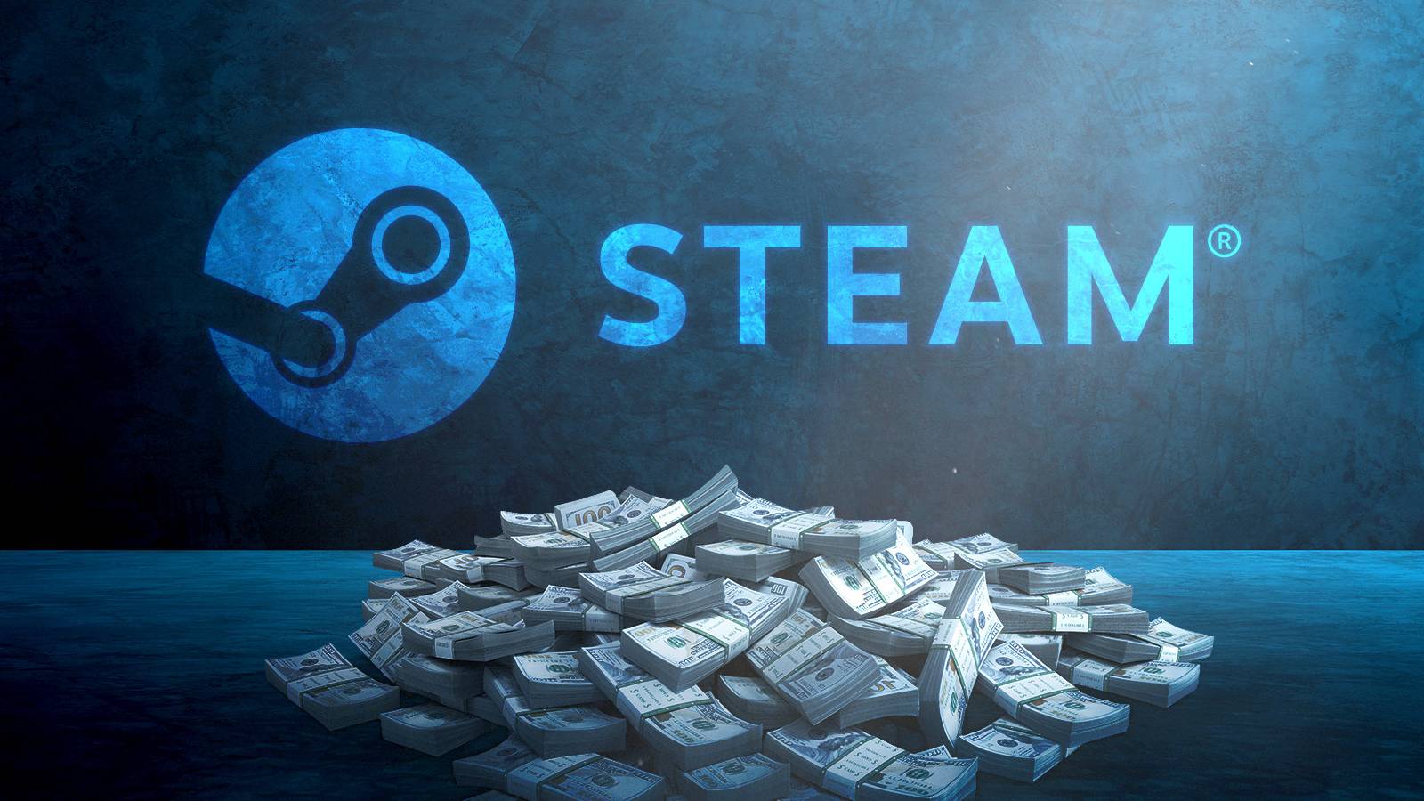 steam logo with pile of cash