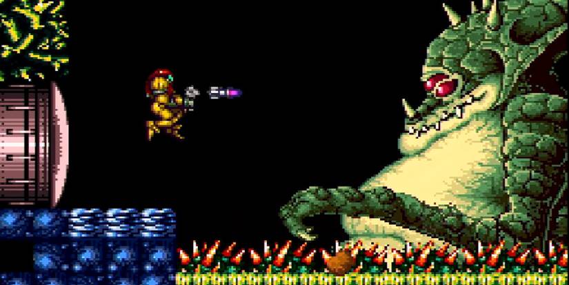 Samus battling Kraid