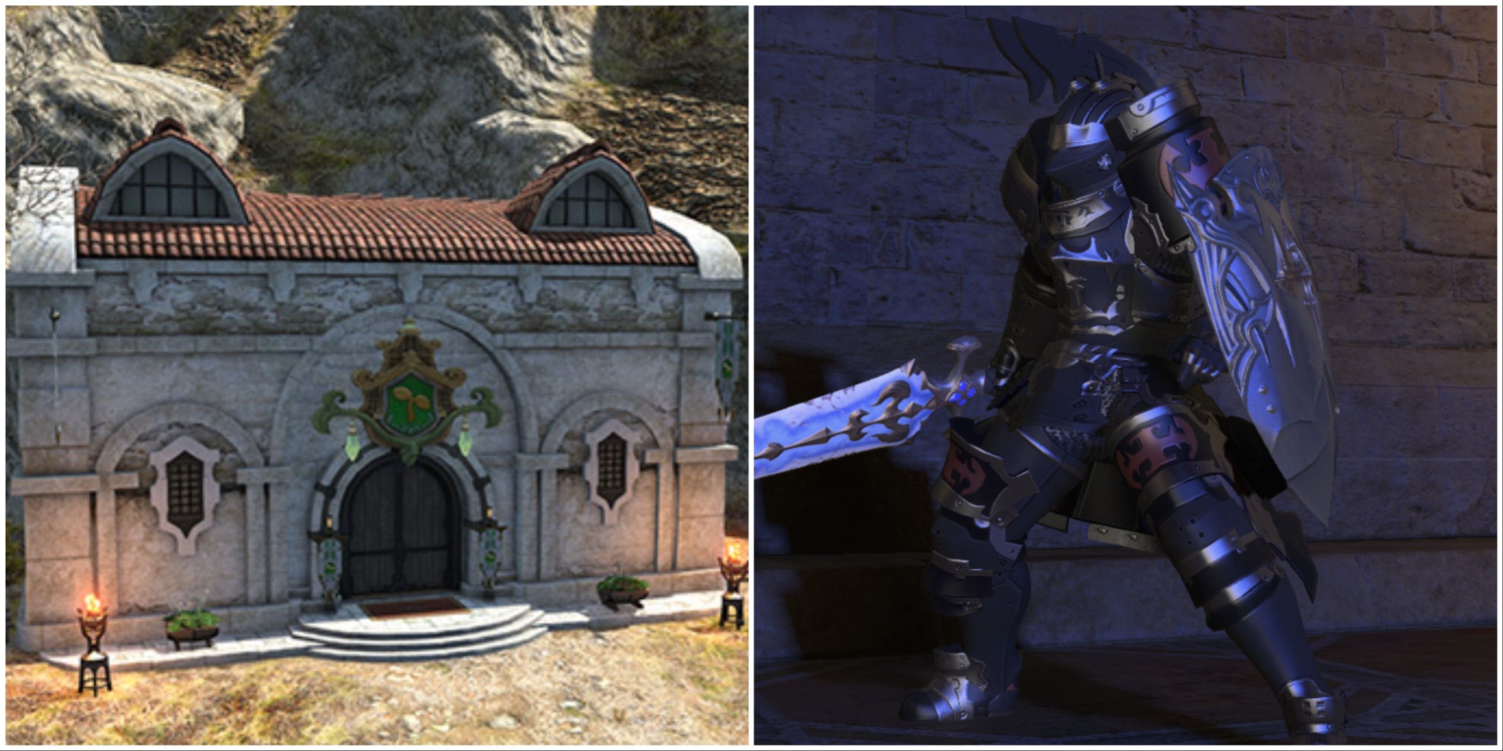 The Hall of the Novice and a Paladin in Final Fantasy 14