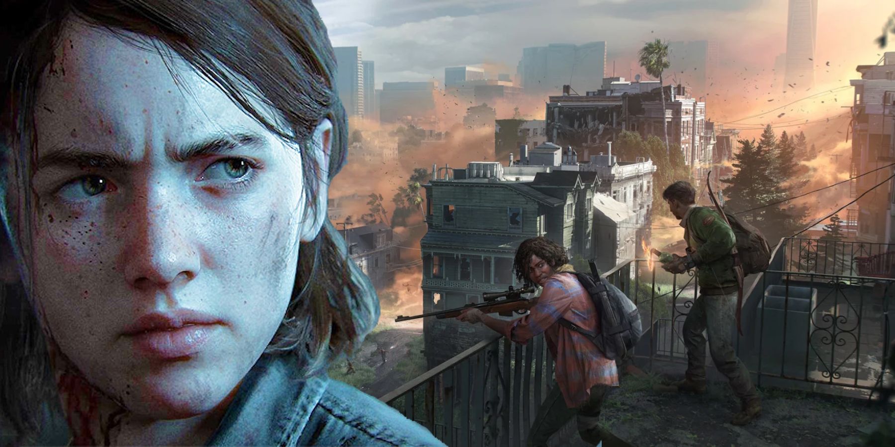 The Last of Us multiplayer screenshot overlaid with Ellie
