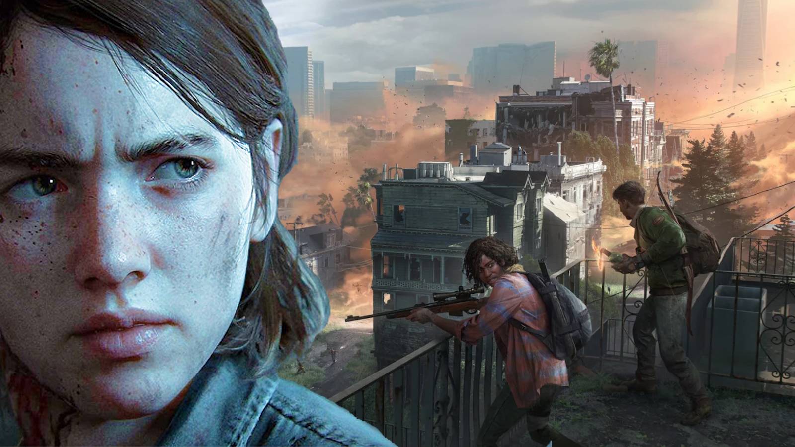 The Last of Us multiplayer screenshot overlaid with Ellie