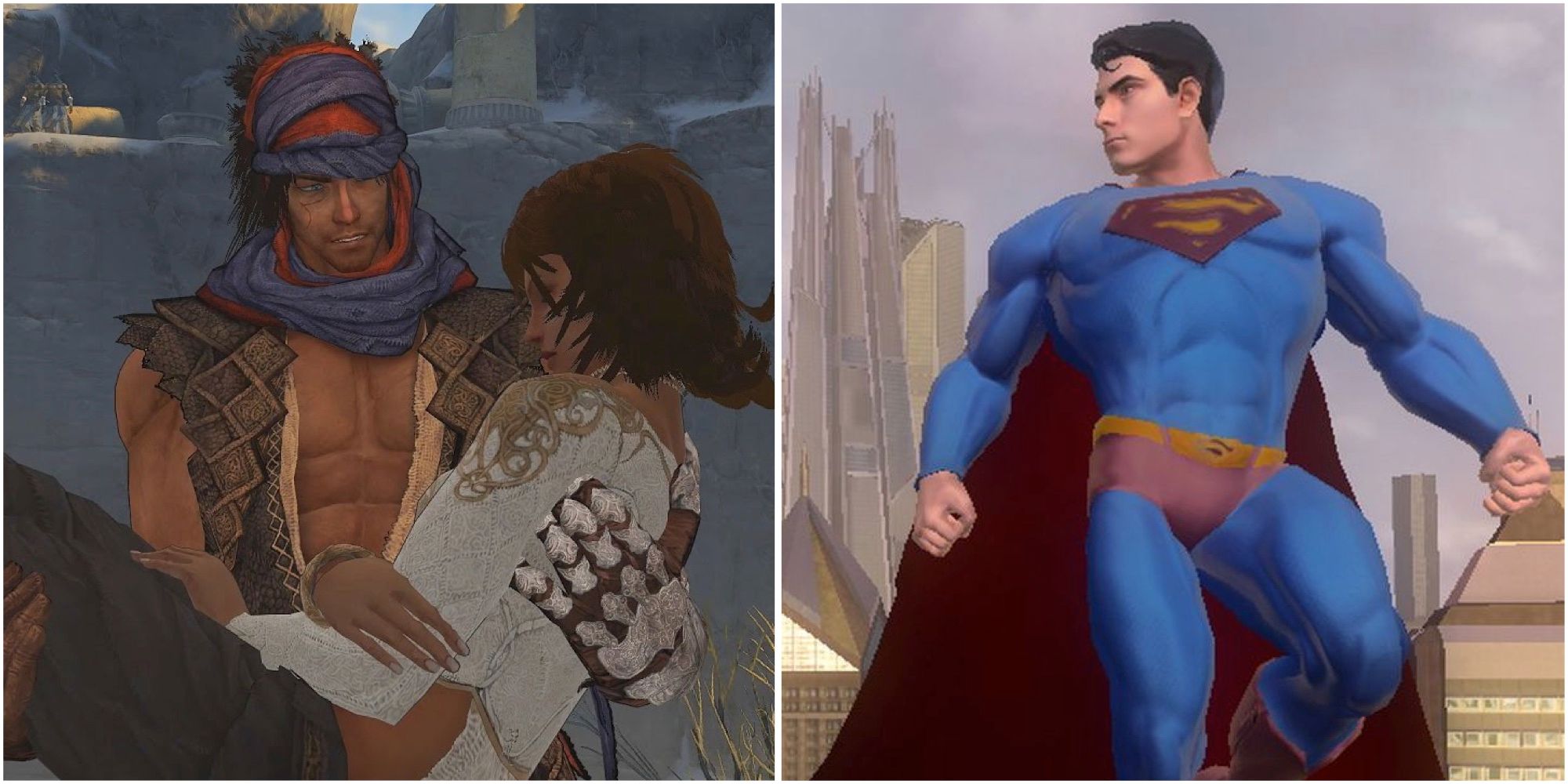 The Prince and Elika in Prince Of Persia (2008) and Superman in Superman Returns