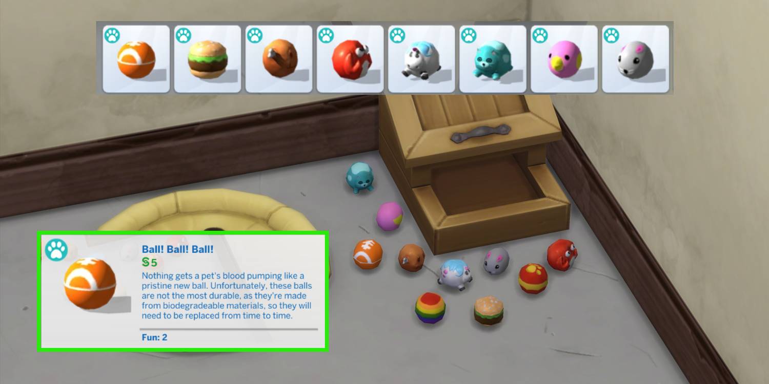 All of these pet toys can be purchased for a measly five simoleons