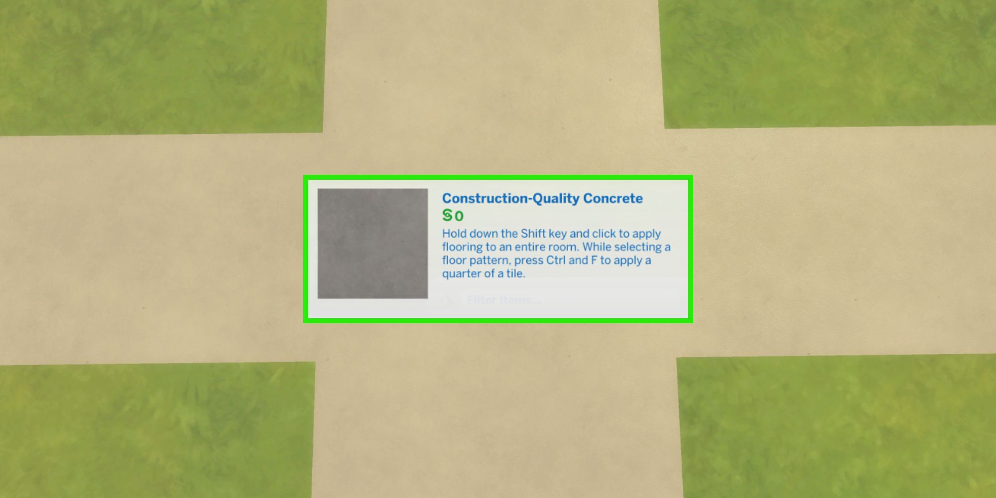 The Construction-Quality Concrete is a FREE flooring in The Sims 4