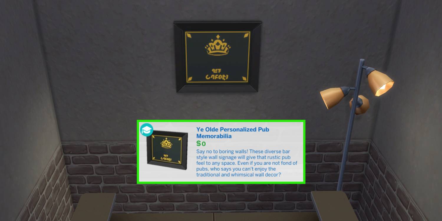 The Ye Olde Personalized Pub Memorabilia decorative item is FREE in The Sims 4