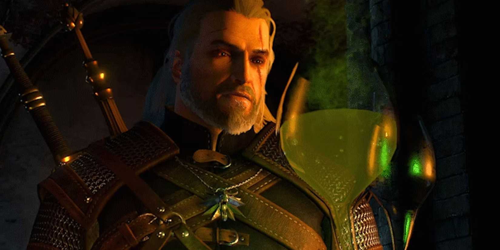 The Witcher 3 - Geralt Looking At A Decoction