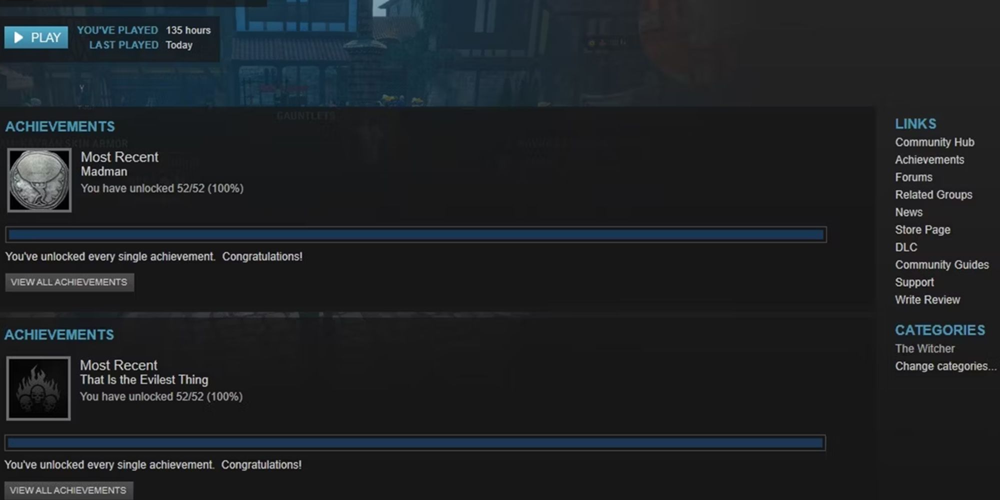 The Witcher 3 - Looking At Achievements On Steam