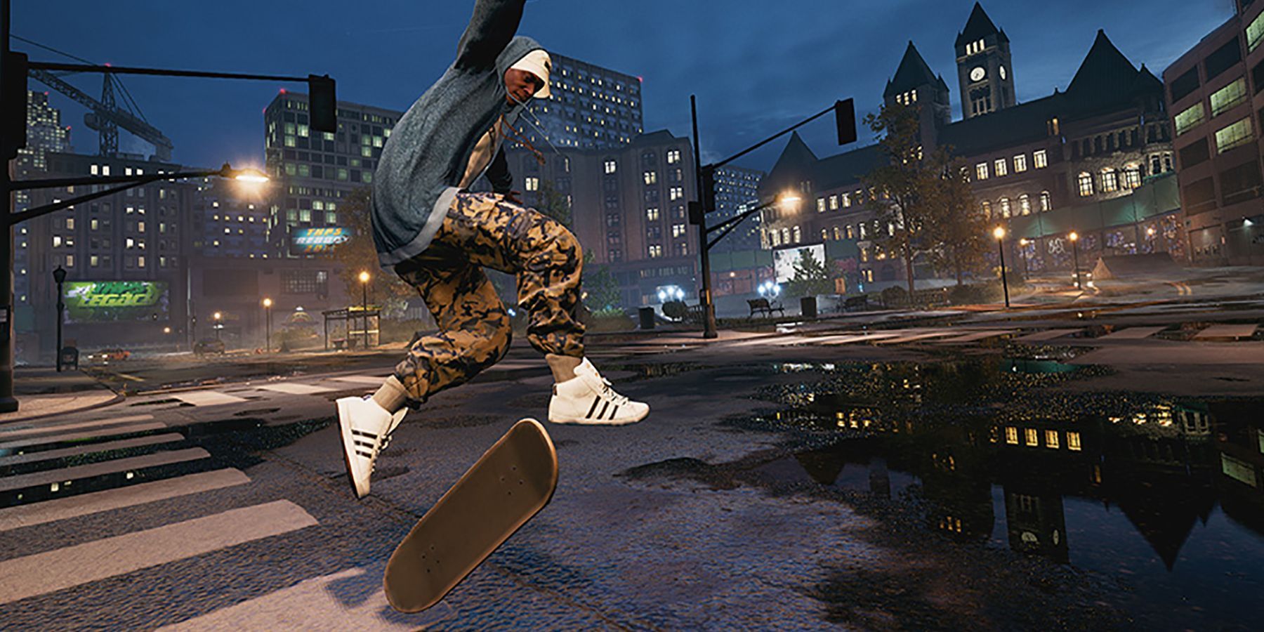 A skater doing tricks on the street