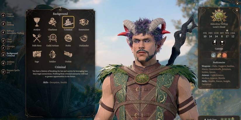 A Tiefling Druid in Baldur's Gate 3