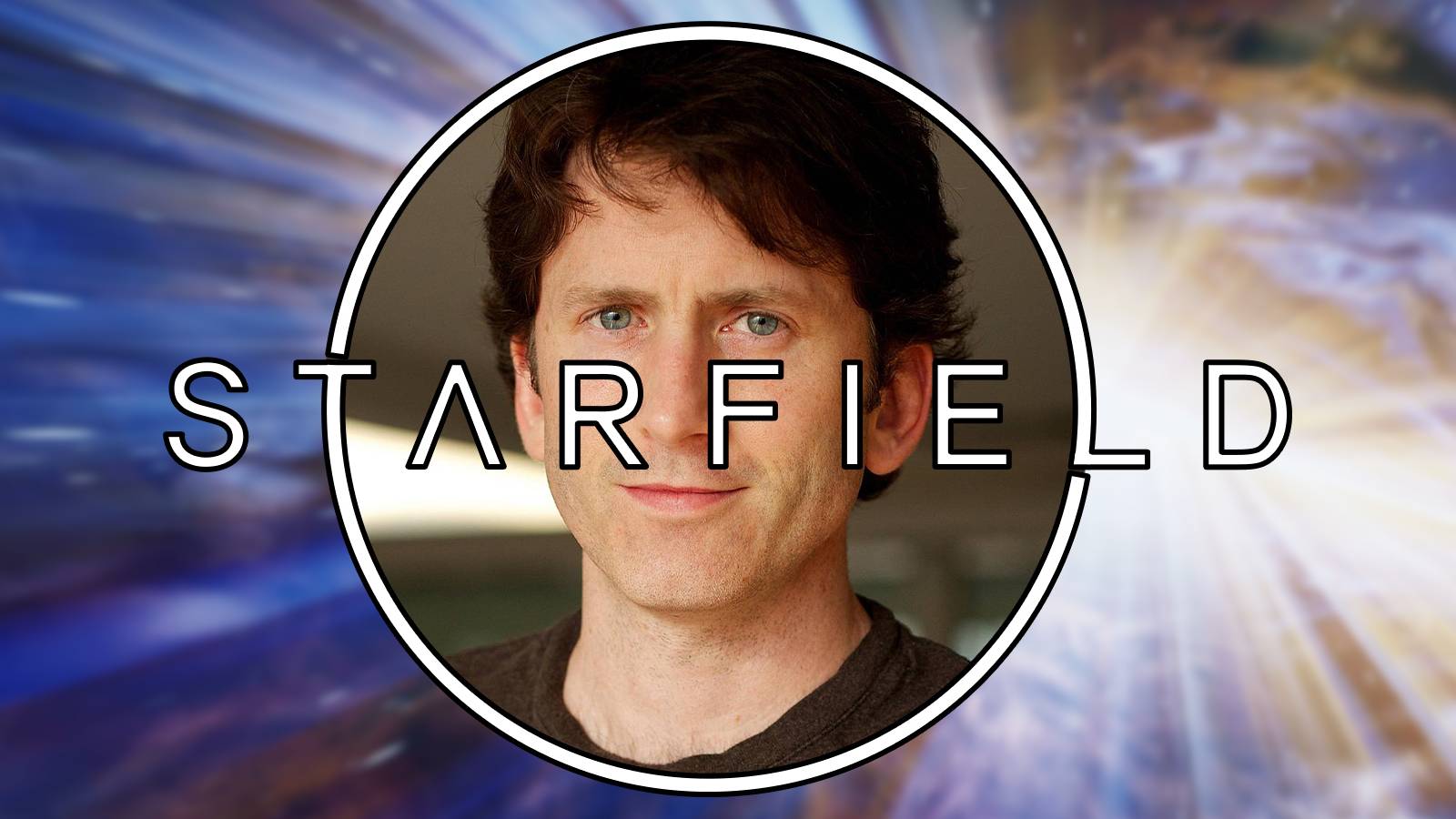 Todd Howard corporate portrait inside Starfield logo