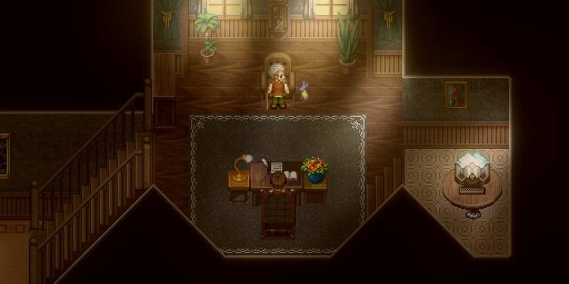 in room chair and old man