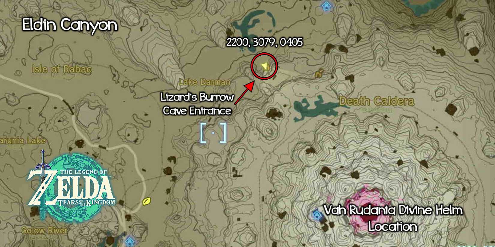 Vah Rudania Divine Helm cave location in Zelda: Tears of the Kingdom.