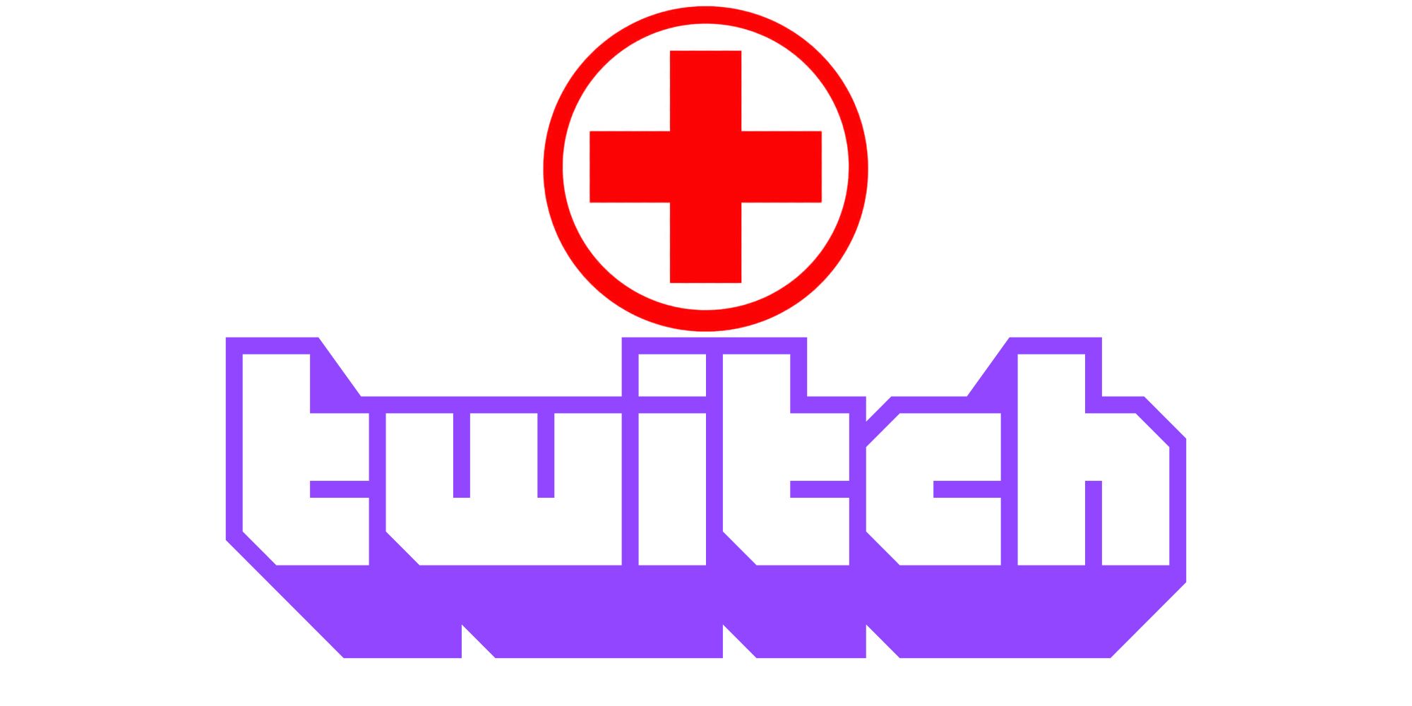 Twitch logo below generic red hospital ambulance cross symbol