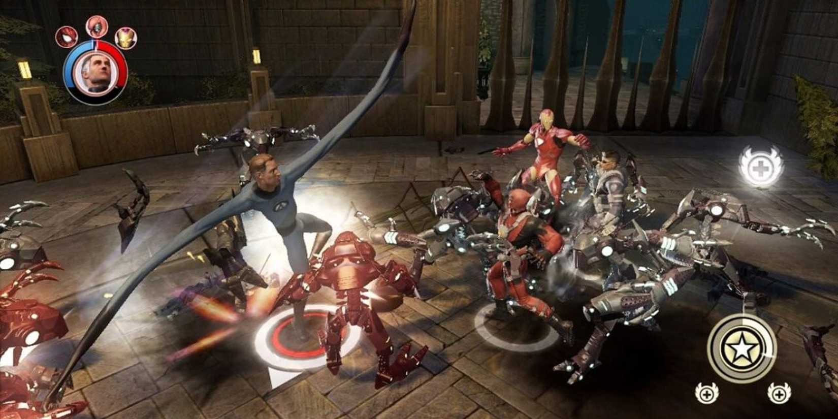 marvel characters fighting enemies 
