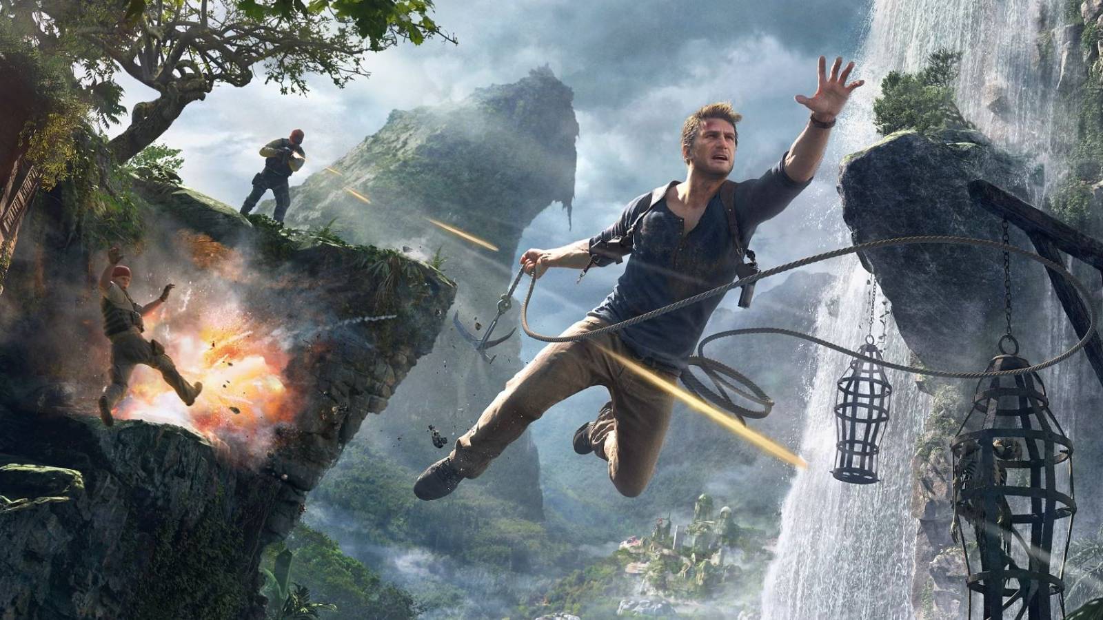 uncharted 4 nathan drake swinging