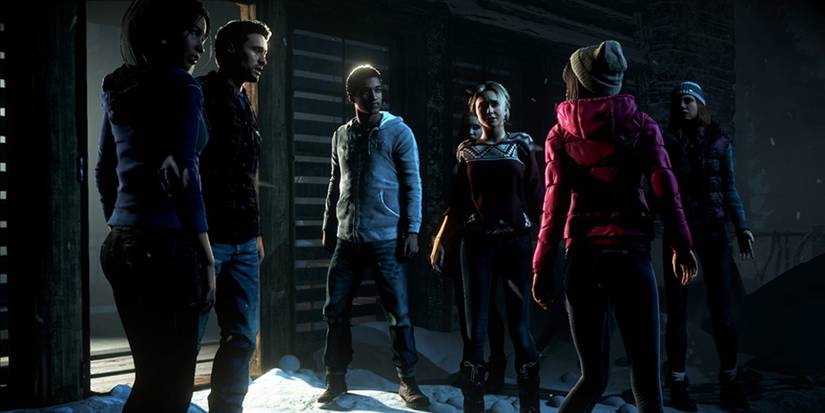Until Dawn Playable Characters snow low light