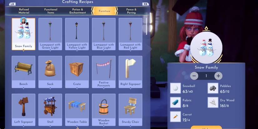 crafting snow family disney dreamlight valley