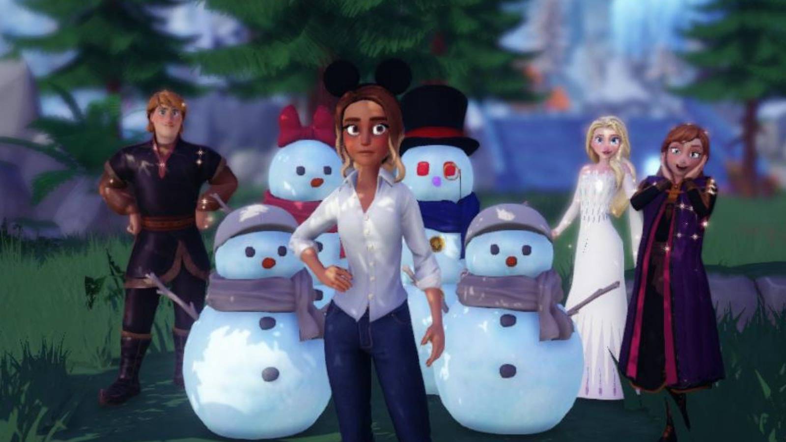 kristoff, elsa, anna, and snow family dreamlight valley
