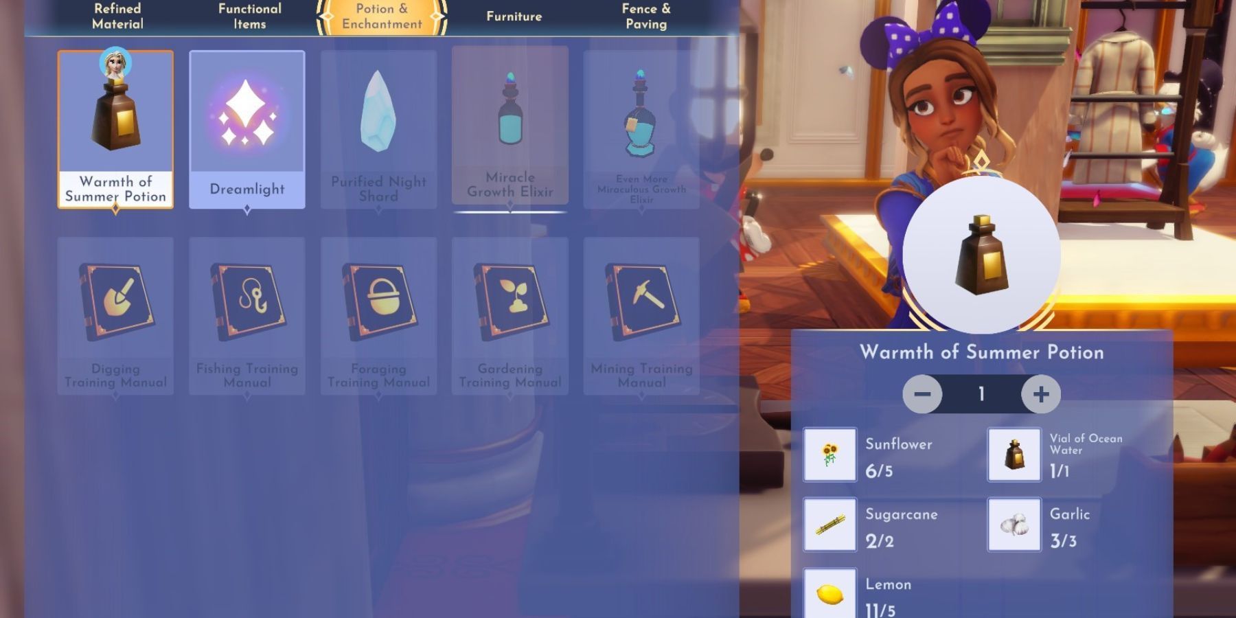 how to make warmth of summer potion dreamlight valley