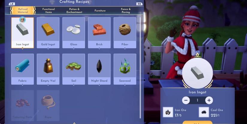 crafting iron ingots disney dreamlight valley