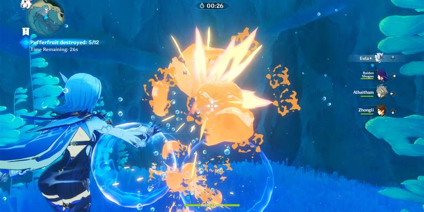 use sonar to destroy pufferfruit in genshin impact