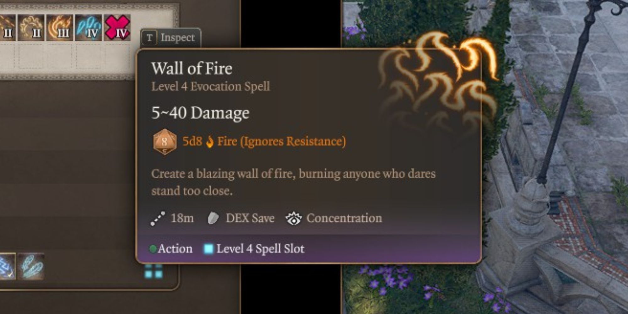 The Wall of Fire spell in Baldur's Gate 3