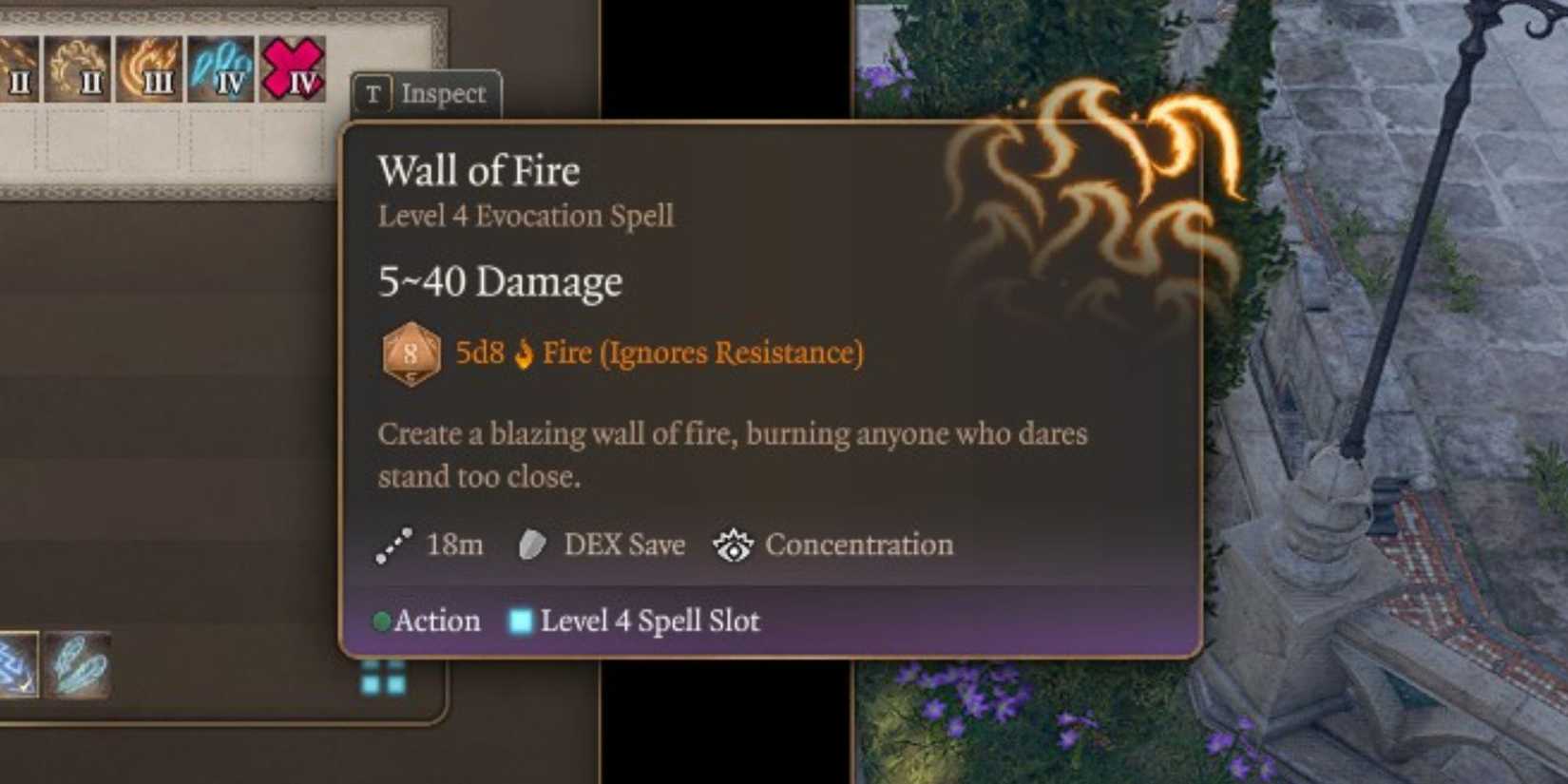 The Wall of Fire spell in Baldur's Gate 3