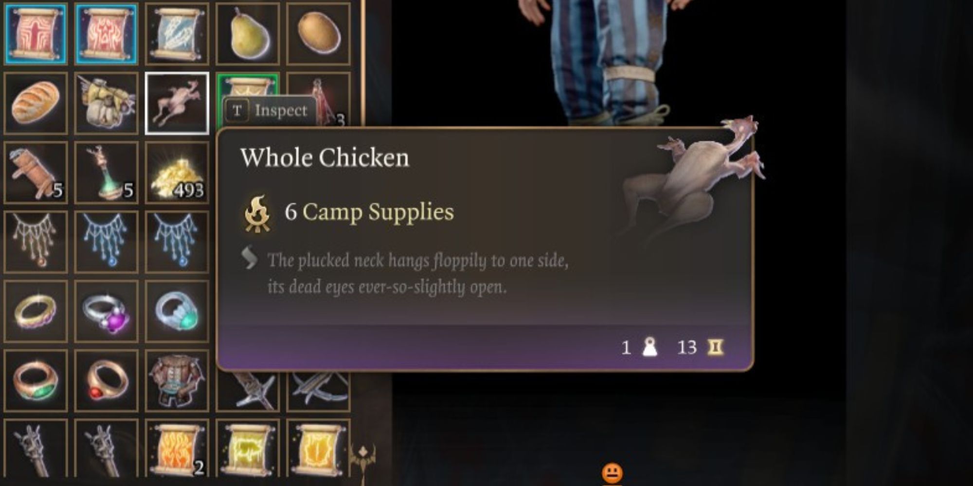 The food item a whole chicken in Baldur's Gate 3