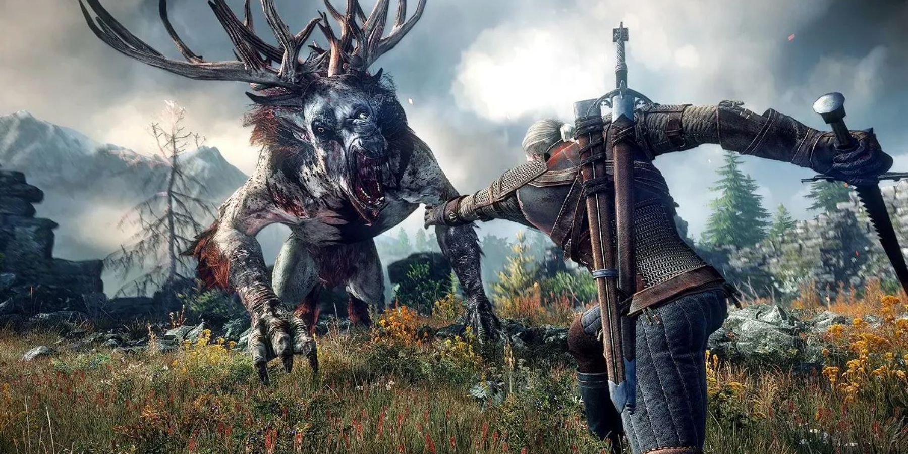 Geralt about to engage a wild beast